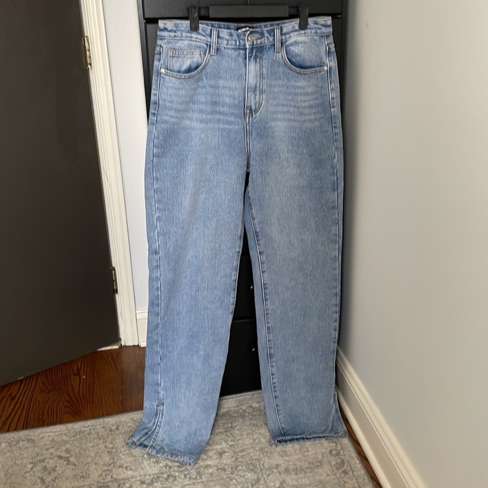 Missy Empire Denim Acid Wash Straight Leg Split Detail Jeans size US 12/UK 14 - Picture 11 of 11